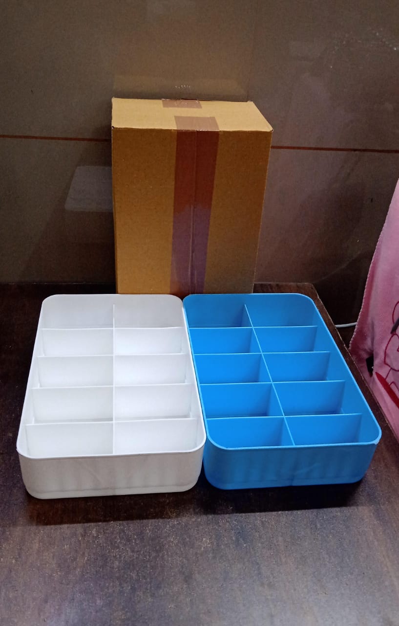 Multi-Function Desktop Drawer Storage Box 10 Grid Underwear Socks Box (2 Pc Set) Multi-Function Desktop Drawer Storage Box 10 Grid Underwear Socks Box (2 Pc Set)